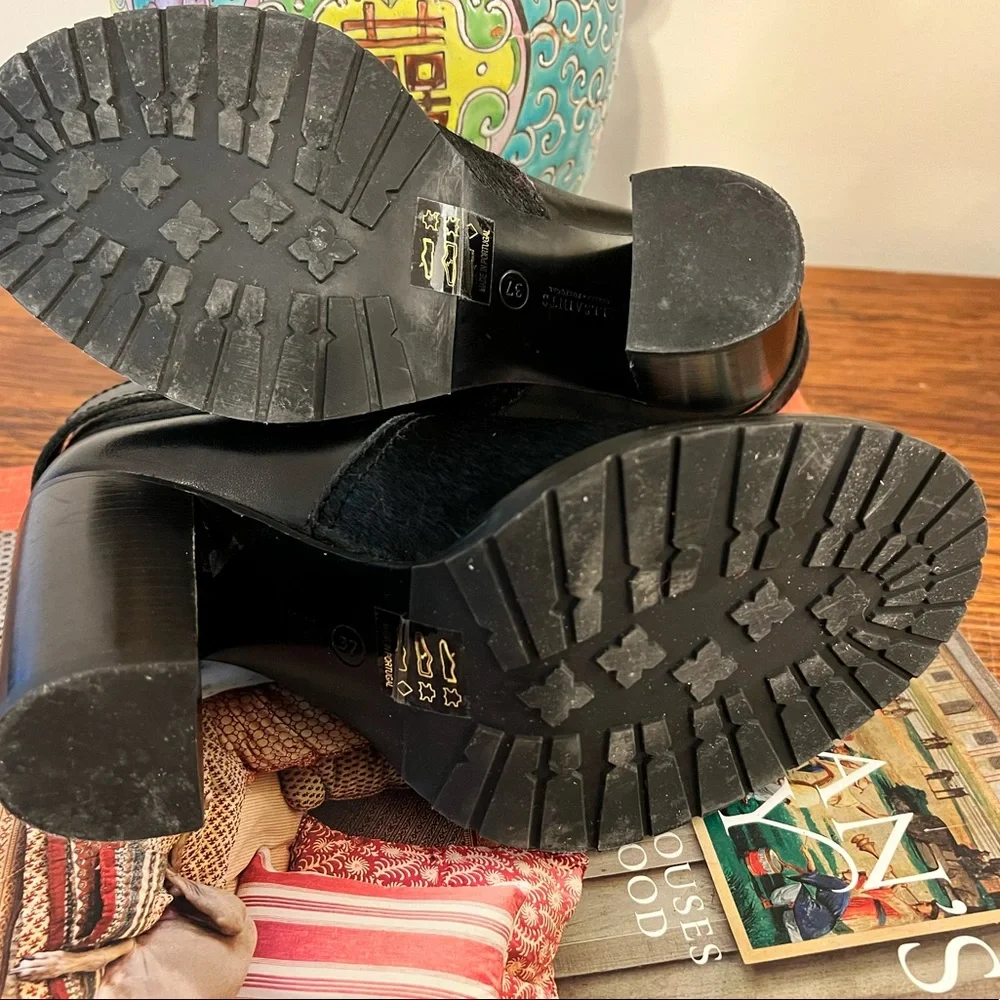 Allsaints Jules Jodhpur  Pony Hair and Leather Belted Booties - Picture 11 of 12